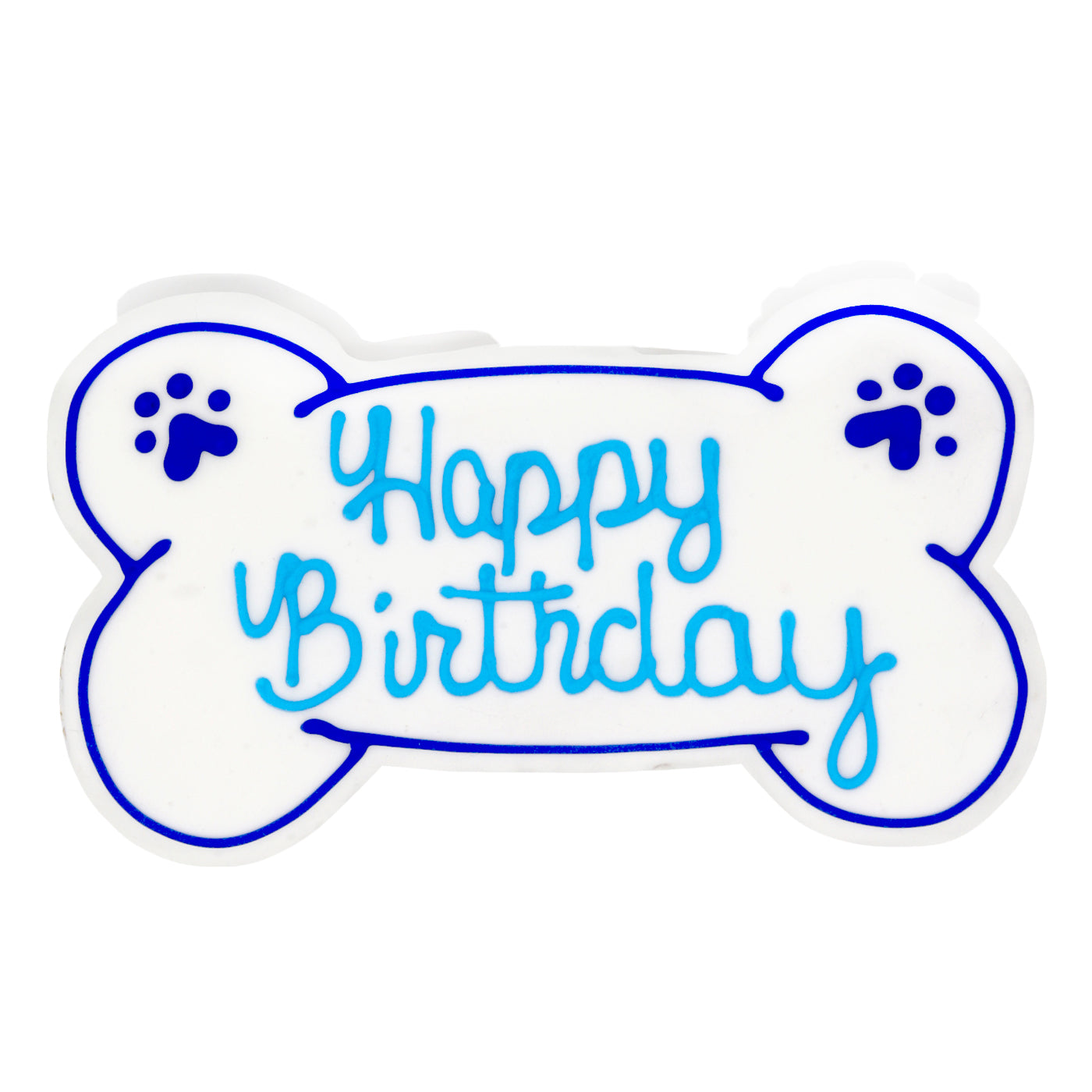 happy birthday blue bone dog cookie