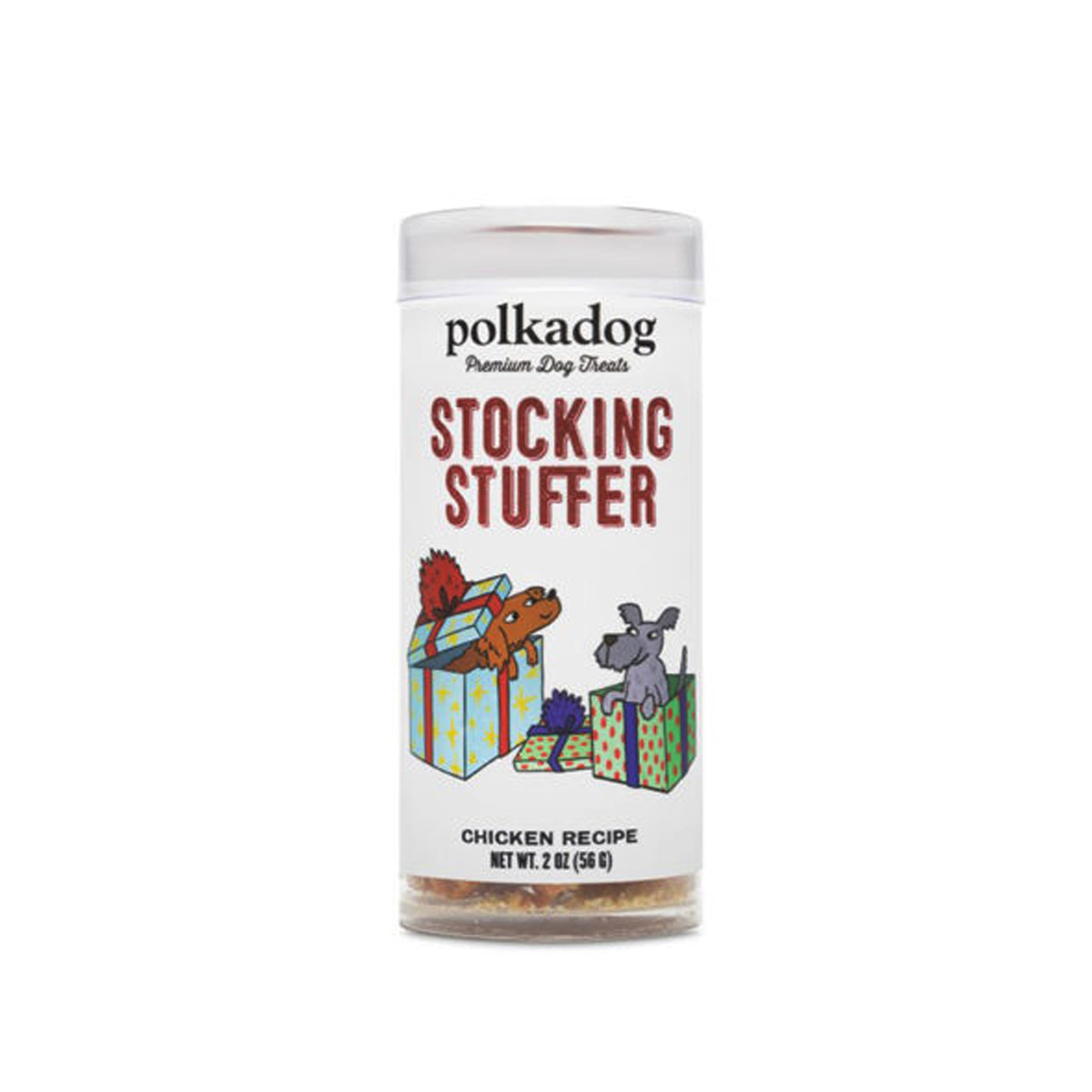 Polka Dog 2 oz mini tube of dog training treats in chicken flavor.